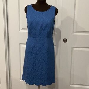 RSVP by Talbots Blue Sleeveless Scallop Hem Dress Wedding Guests Size 4